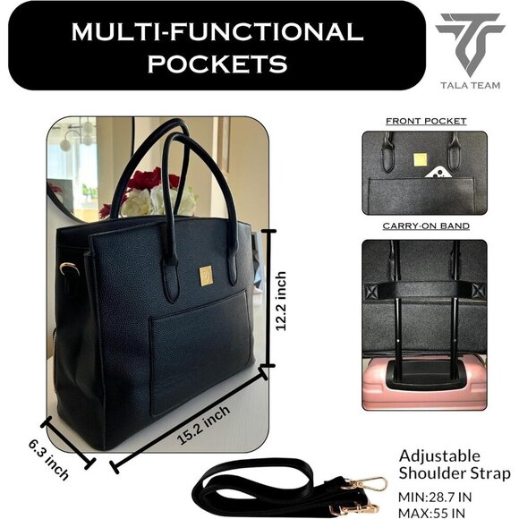 Tala Team Tote Bag Black Womens Insulated Lunch Compartment Handbag - Picture 3 of 7